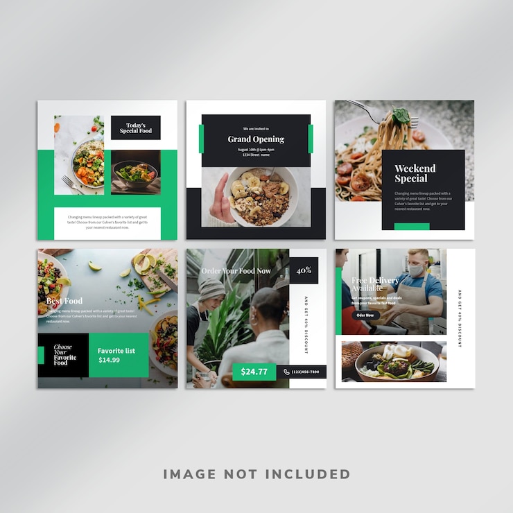 PSD colección de publicaciones de instagram de alimentos
