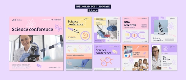 PSD colección de publicaciones de instagram de ciencia y tecnología