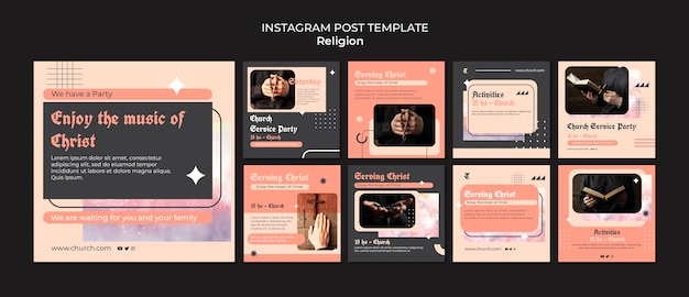 PSD colección de publicaciones de instagram de religión y culto