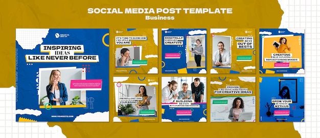 PSD colección de publicaciones de instagram para soluciones empresariales creativas