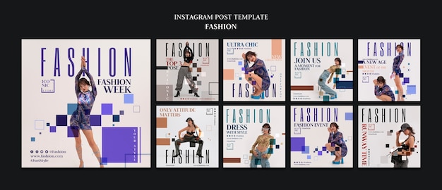 PSD colección de publicaciones de instagram para tienda de moda