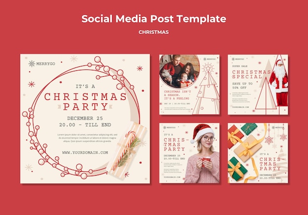PSD colección de publicaciones de instagram para la venta de navidad