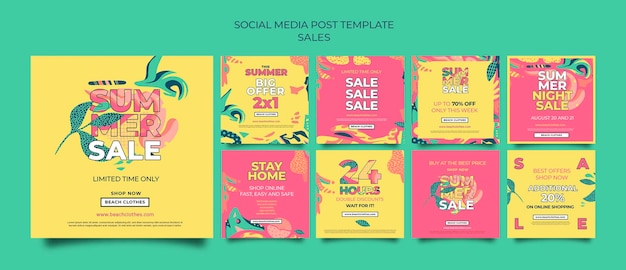 Colección de publicaciones de Instagram para la venta de verano
