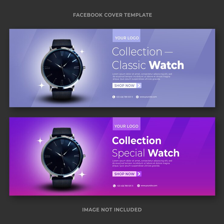 Colección reloj promoción plantilla de banner de portada de Facebook