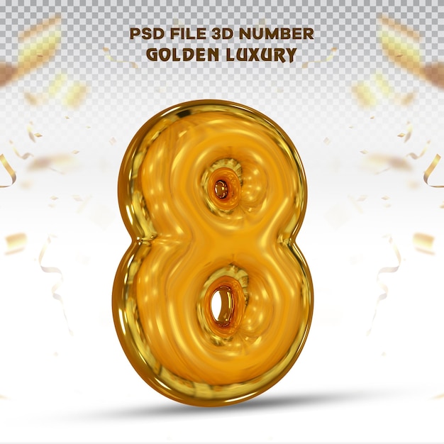 Colección de render de globo 3D número 8 con color dorado