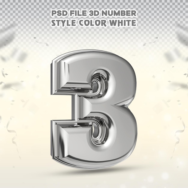 Colección de renderizado 3D número 3 con color blanco