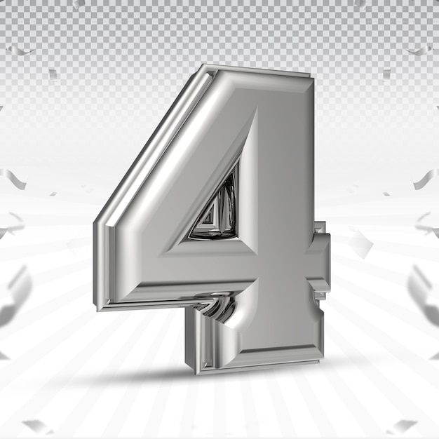 Colección de renderizado 3D número 4 con color plata