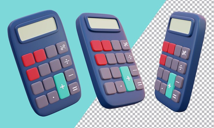 Colección de representaciones 3d de calculadora de dibujos animados