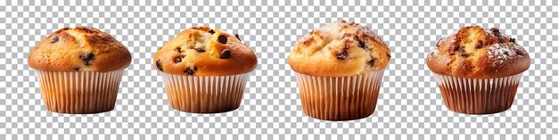 PSD colección de sabrosos muffins aislados en un fondo transparente