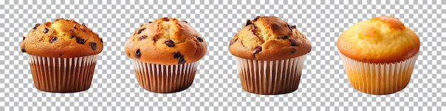 PSD colección de sabrosos muffins aislados en un fondo transparente