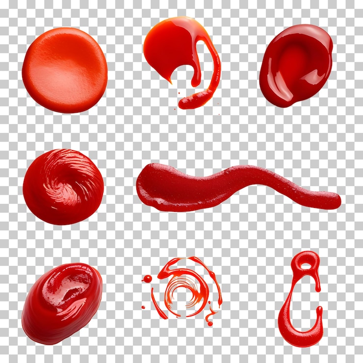 PSD colección de salsa de tomate ketchup aislada sobre fondo blanco o transparente png