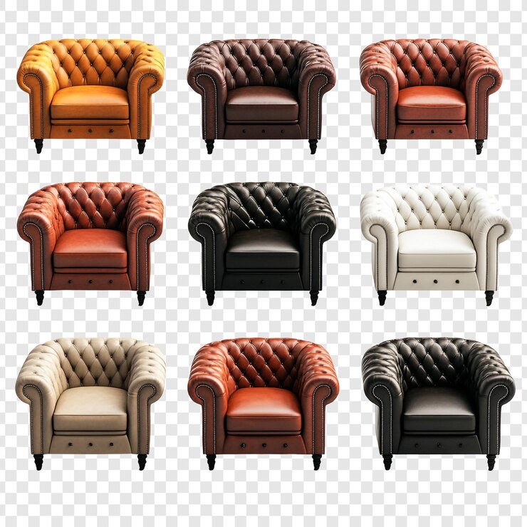 PSD colección de sillones de chesterfield en diferentes colores