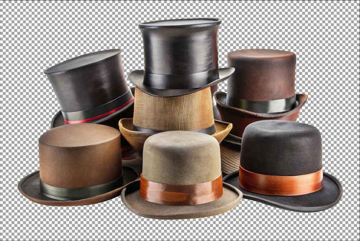 PSD colección de sombreros de tapa vintage sombreros cilíndricos del pasado