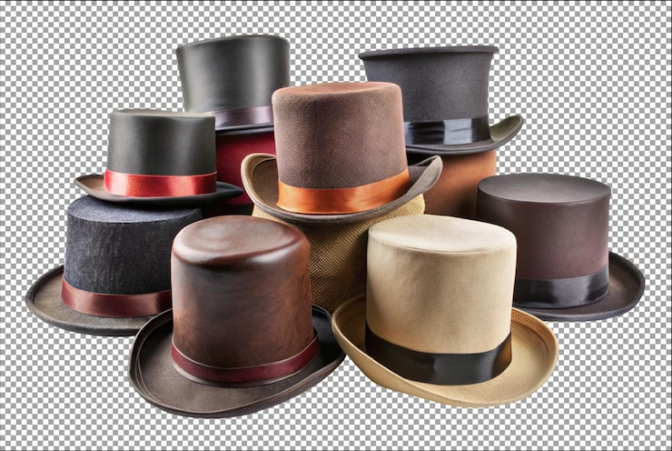 PSD colección de sombreros de tapa vintage sombreros cilíndricos que muestran elegancia