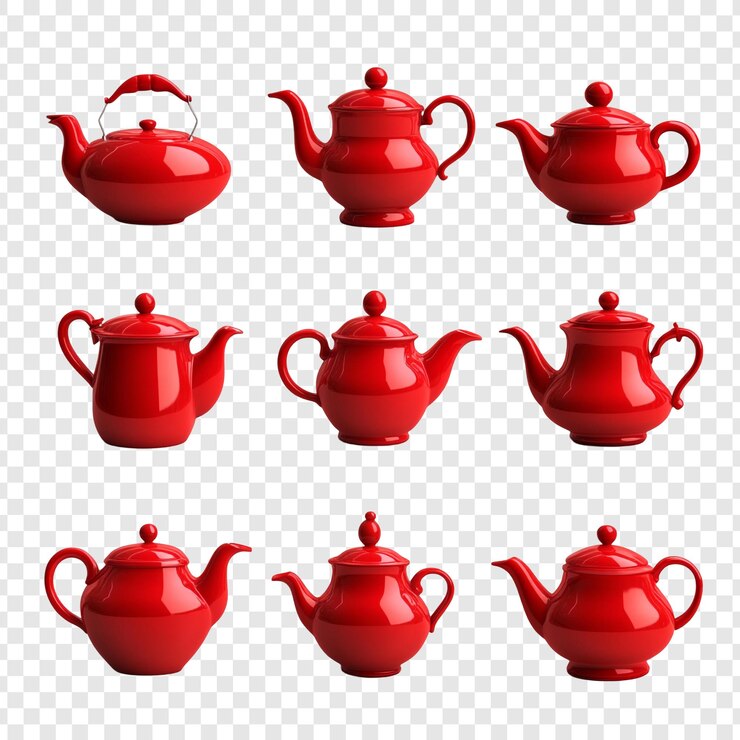 PSD colección de teteras rojas