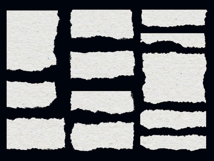 PSD colección de la textura realista de la hoja de papel rasgada y transparente