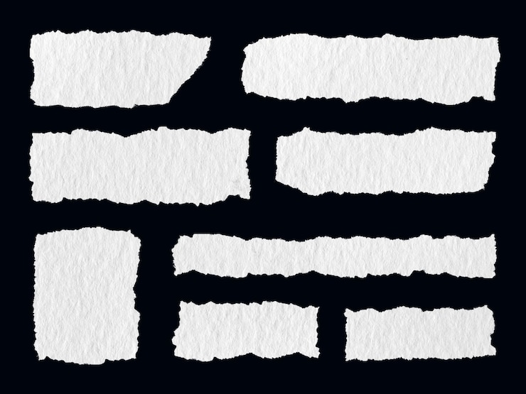 PSD colección de la textura realista de la hoja de papel rasgada y transparente