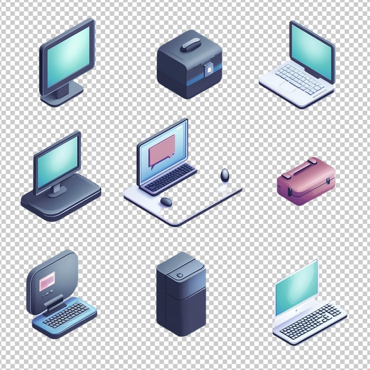 PSD colección vectorial de monitores de computadoras portátiles y iconos de lcd de tv