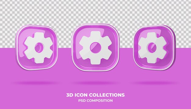 Colecciones de iconos 3D en insignia rosa