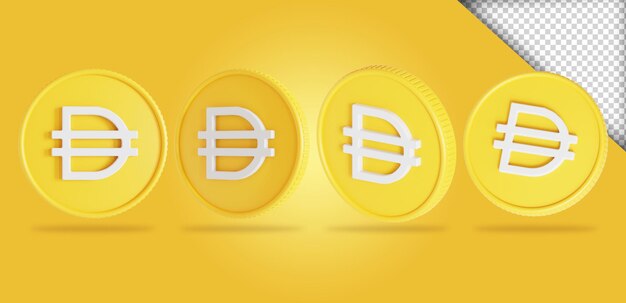 Colecciones de renderizado 3d de monedas de criptomoneda dai