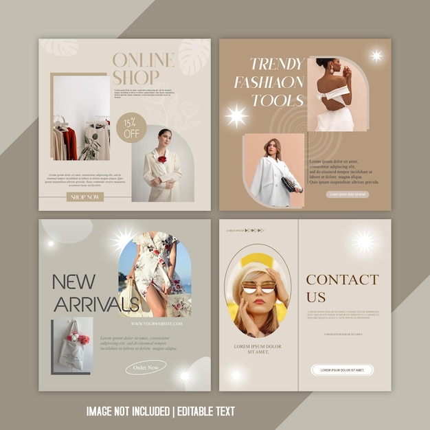 coleções de design de modelo de pôster de mídia social de moda