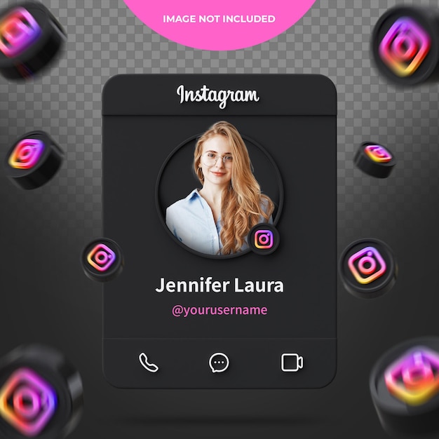 Coleções de perfis do instagram de renderização em 3d