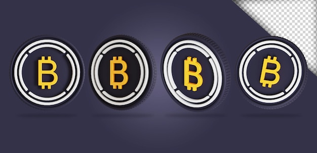 Coleções de renderização 3d de moedas bitcoin wbtc embrulhadas