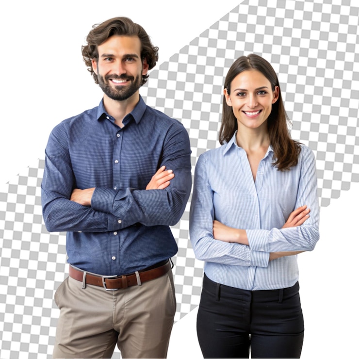 PSD colegas homem e mulher apoiados um no outro e sorrindo