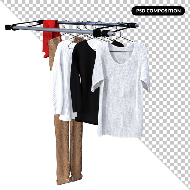 PSD colgador de ropa aislado 3d