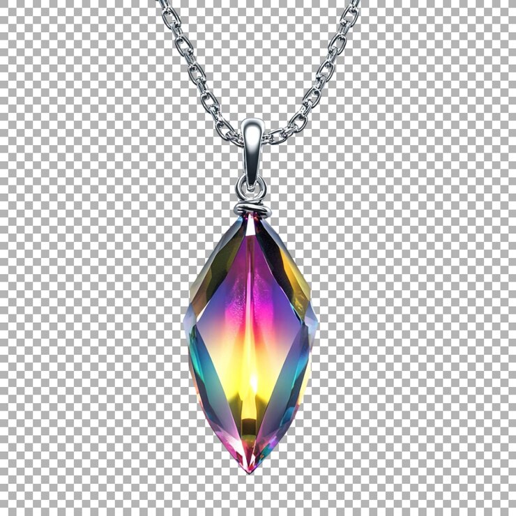 PSD colgante natural de piedra arco iris árbol de la vida collar en fondo transparente generado por ai