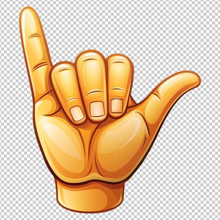 PSD colgar el signo de la mano de shaka en un fondo transparente