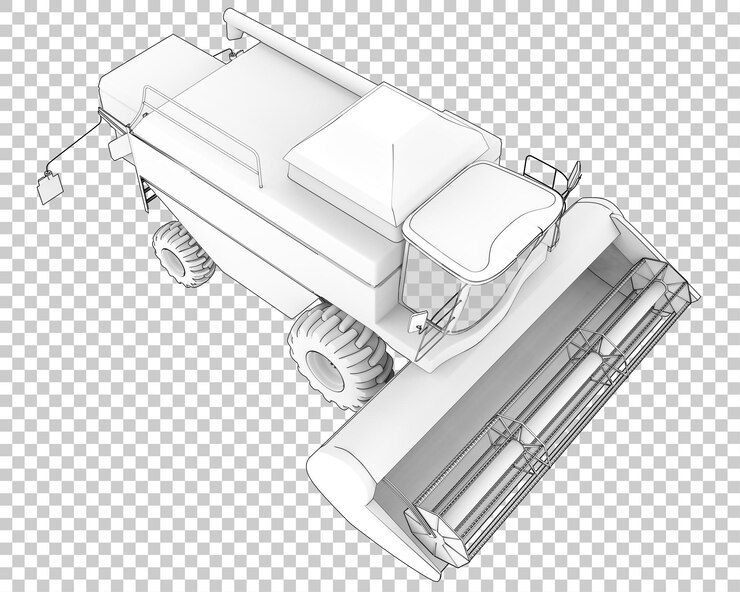 PSD colheitadeira na ilustração de renderização 3d de fundo transparente