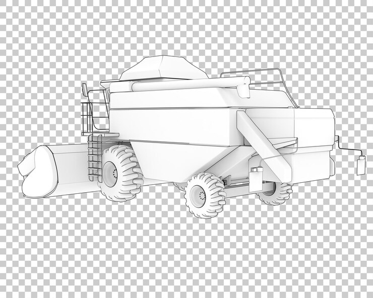 PSD colheitadeira na ilustração de renderização 3d de fundo transparente