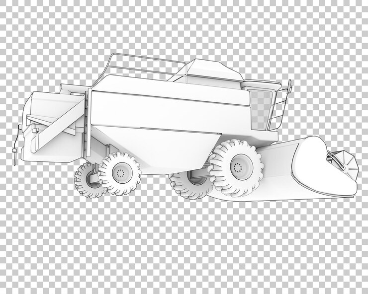 PSD colheitadeira na ilustração de renderização 3d de fundo transparente