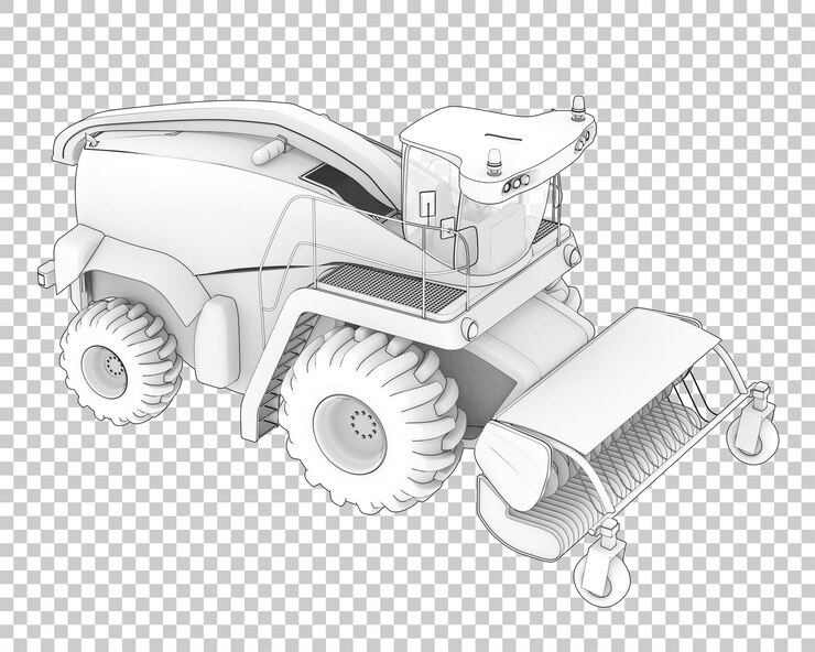 PSD colheitadeira na ilustração de renderização 3d de fundo transparente