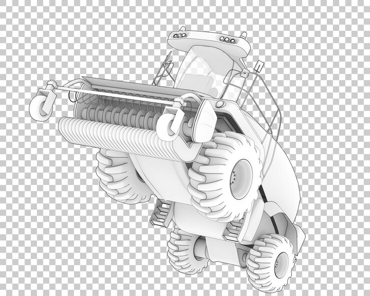 PSD colheitadeira na ilustração de renderização 3d de fundo transparente