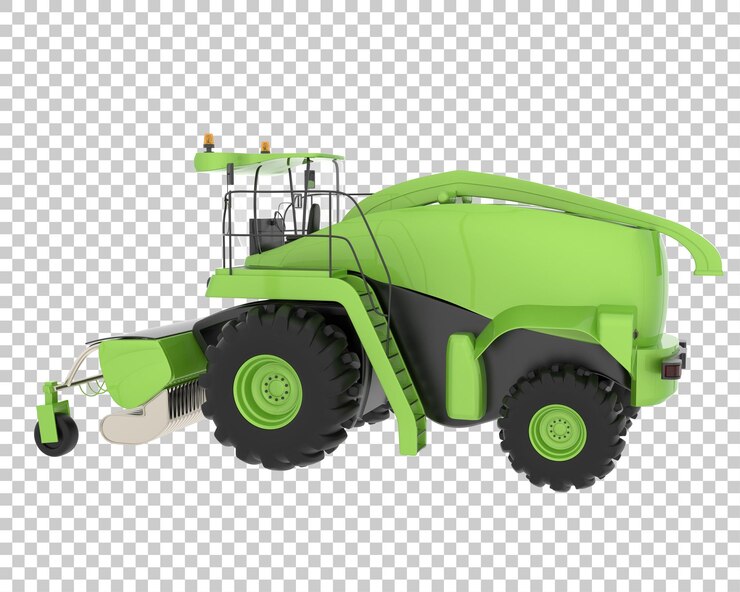 PSD colheitadeira na ilustração de renderização 3d de fundo transparente