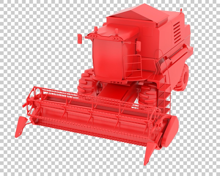 PSD colheitadeira na ilustração de renderização 3d de fundo transparente