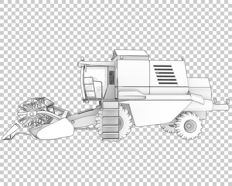 PSD colheitadeira na ilustração de renderização 3d de fundo transparente