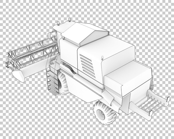 PSD colheitadeira na ilustração de renderização 3d de fundo transparente