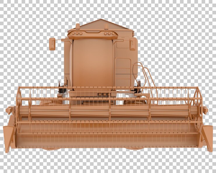 PSD colheitadeira na ilustração de renderização 3d de fundo transparente