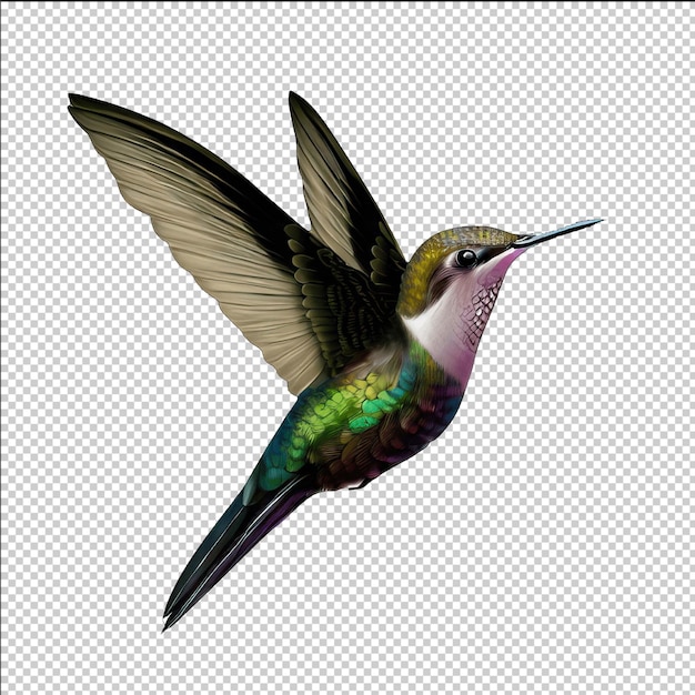 PSD colibri coloré avec fond transparent