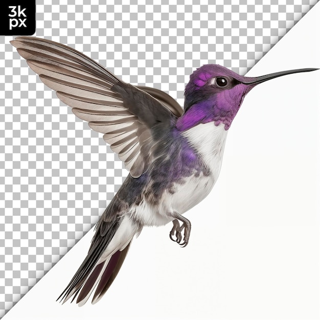 PSD el colibrí de corona violeta aislado sobre un fondo transparente