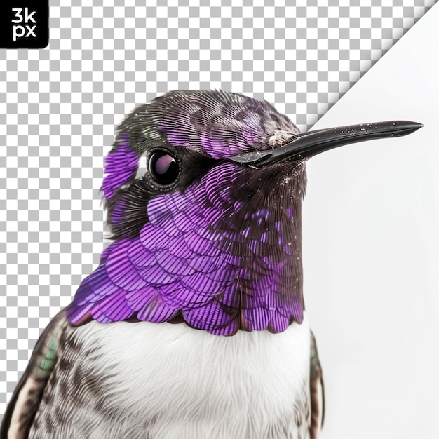 El colibrí de costas aislado en un fondo transparente