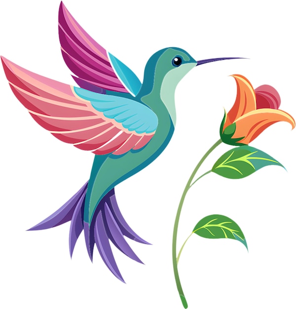 Le colibri délicat plane près d'une fleur vibrante