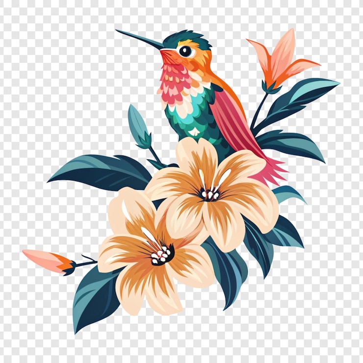 PSD el colibrí y las flores