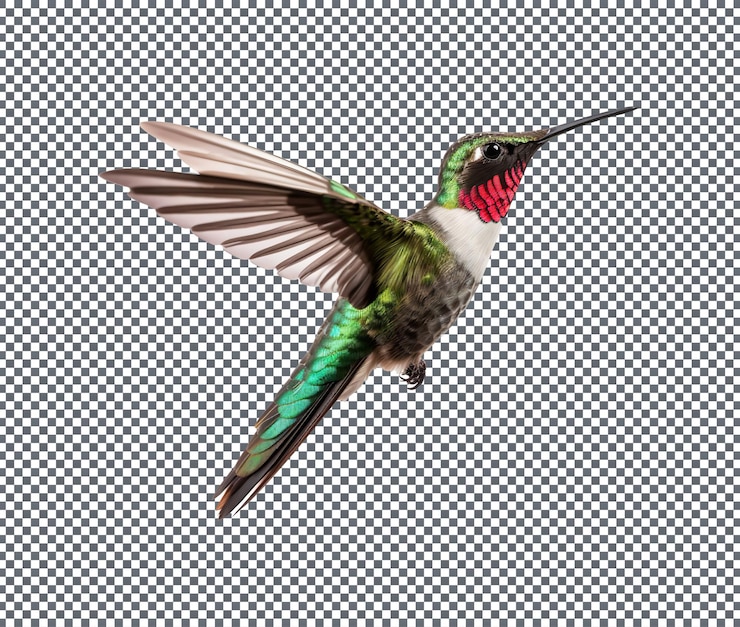 PSD colibrí de garganta rubí aislado sobre un fondo transparente
