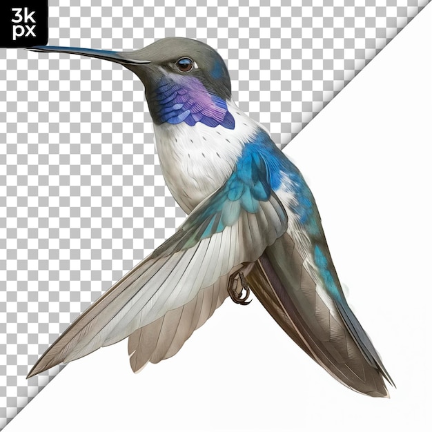 PSD le colibri à gorge bleue isolé sur un fond transparent