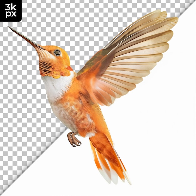 PSD colibri rufoso isolado em um fundo transparente