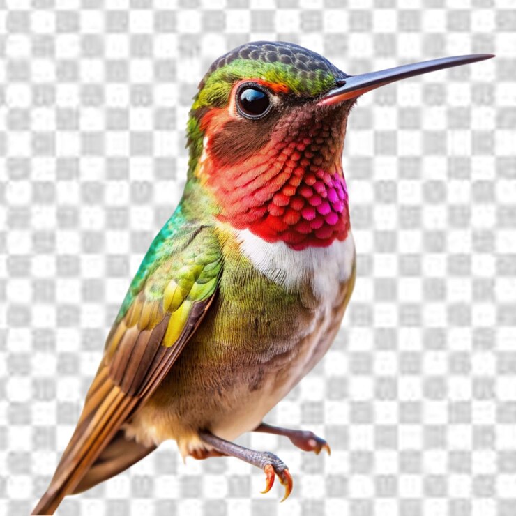 PSD colibrí sobre un fondo transparente